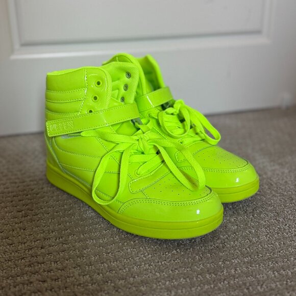 Womens High Top Ankle Support Sneakers Vibrant Color Hidden Wedge Heel Shoes - Picture 2 of 11